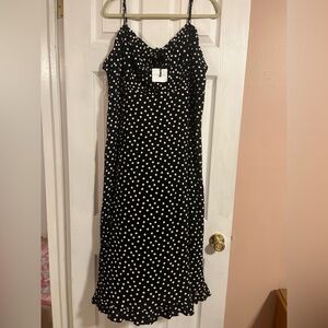 American Eagle Outfitters Black and White Polka Dot Midi Dress